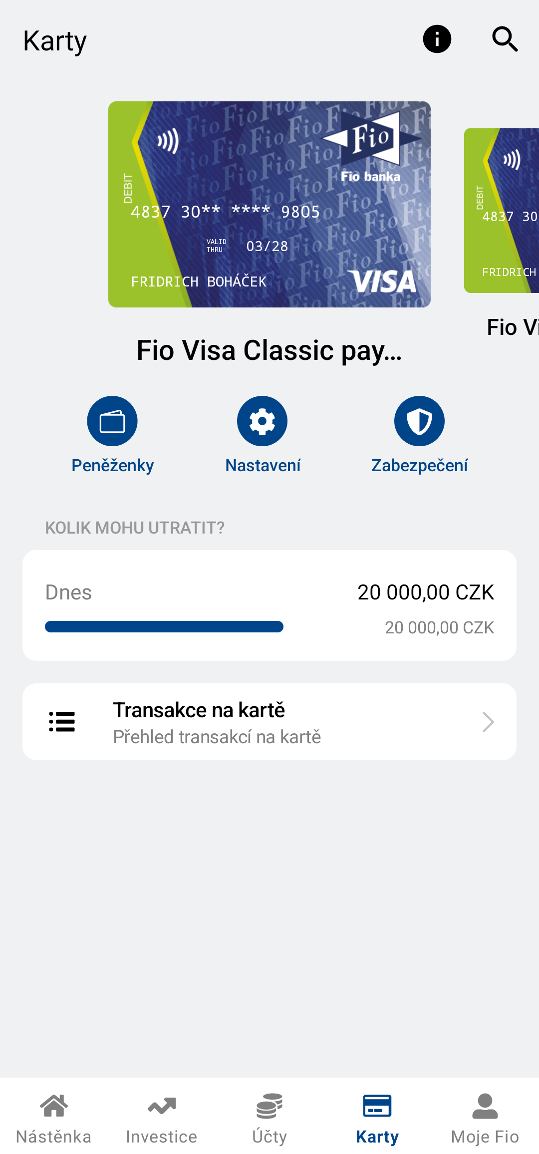 Karty ve Smartbankingu
