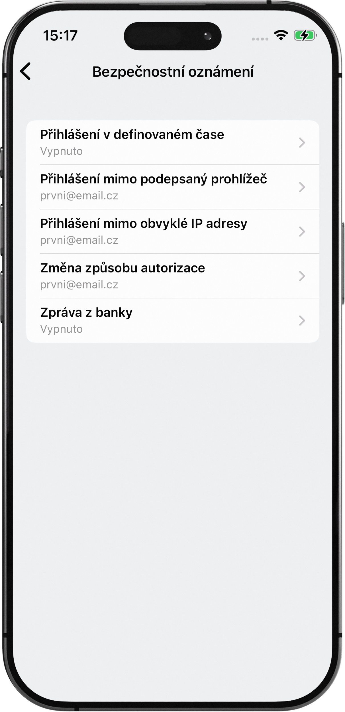 Bezpečnostní upozornění ve Smartbankingu