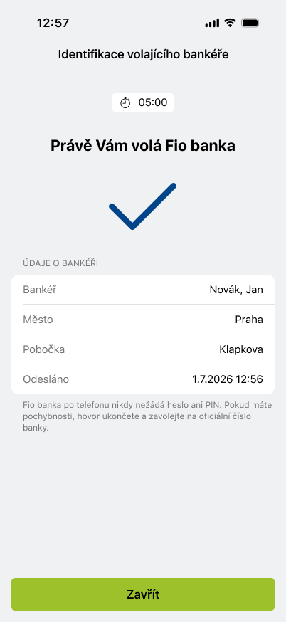 Autorizace volajícího bankéře